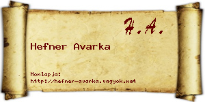 Hefner Avarka névjegykártya
